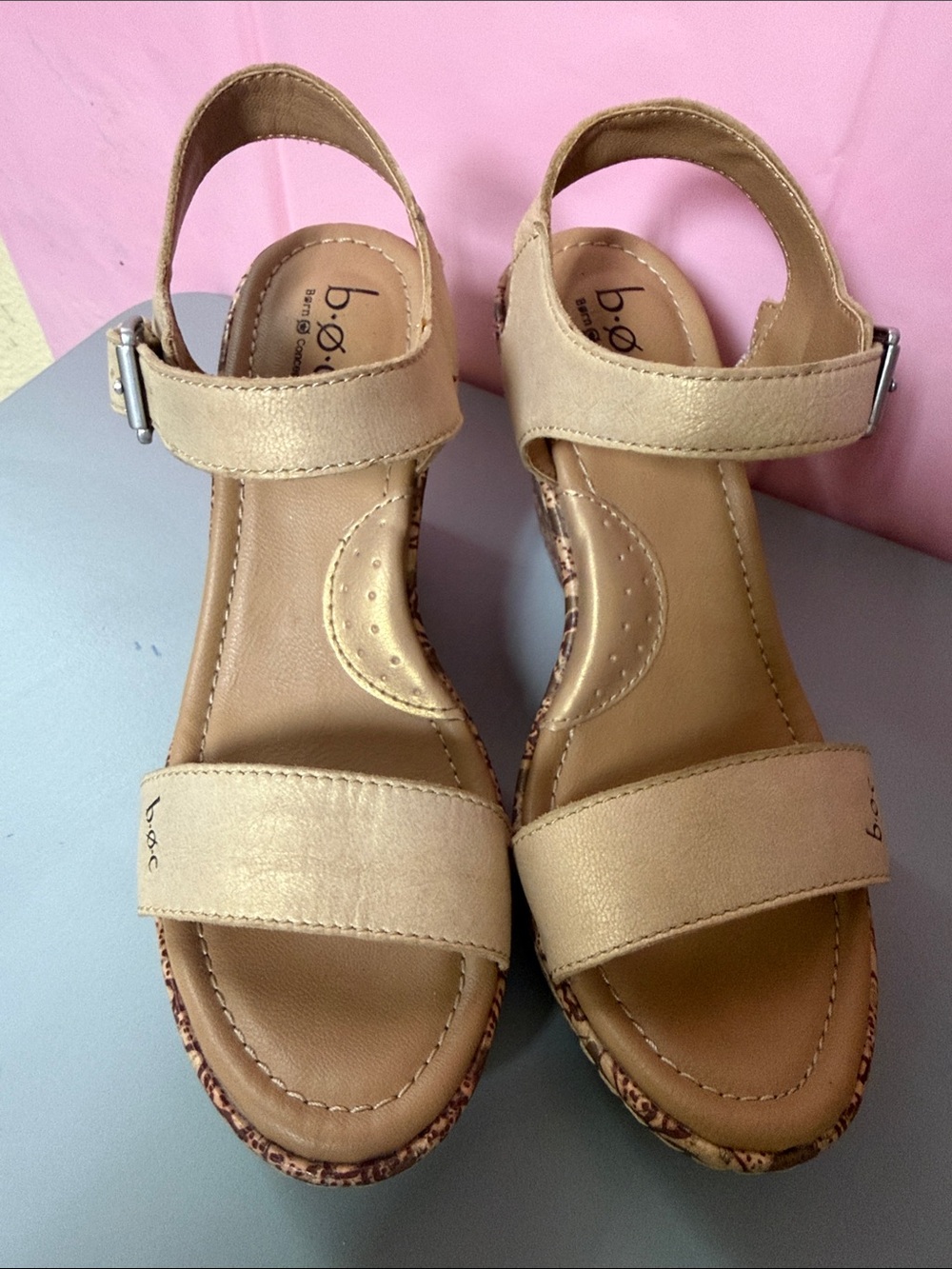 b.o.c. Tan Ankle-Strap Platform Sandals